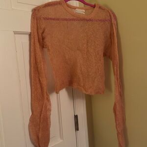 See through knit material crop top